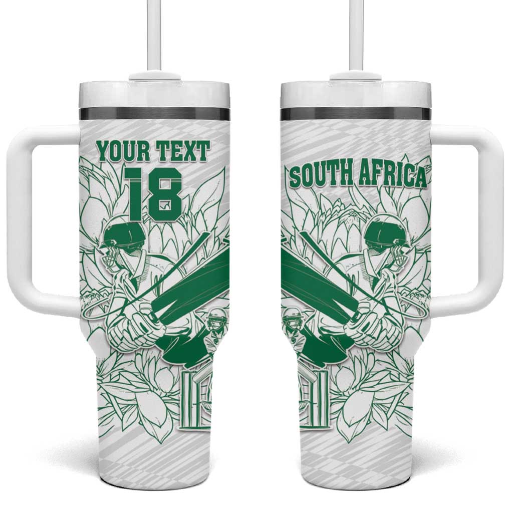 Cricket South Africa Custom Tumbler With Handle White Version Proteas - African Pride