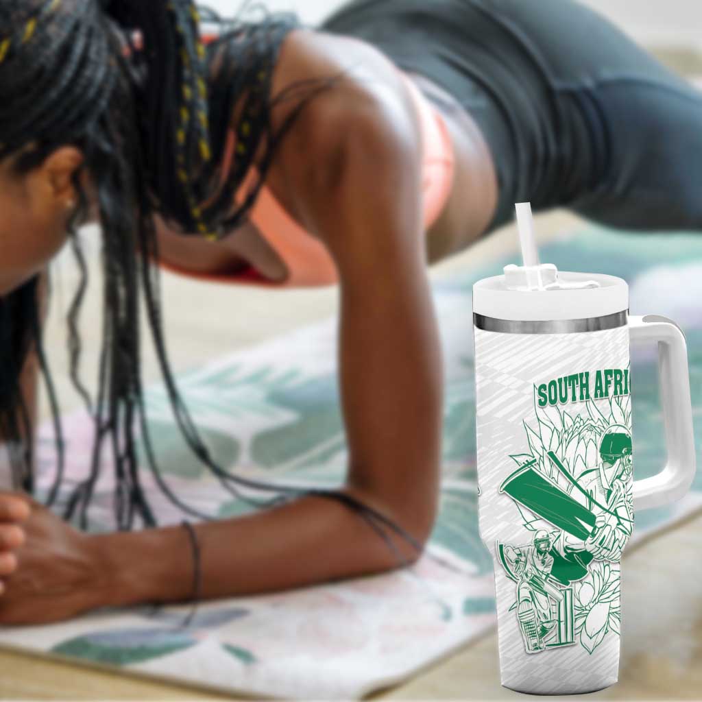 Cricket South Africa Custom Tumbler With Handle White Version Proteas - African Pride