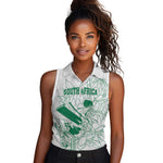 Cricket South Africa Custom Women Sleeveless Polo Shirt White Version Proteas - African Pride