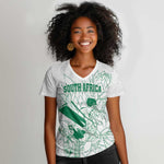 Cricket South Africa Custom Women V-Neck T-Shirt White Version Proteas - African Pride