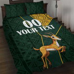 Custom South Africa Springbok Jumping Quilt Bed Set With Kente Patterns