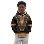 Africa Dashiki Kid Hoodie Embroidery Neckline Floral Pattern