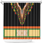 Africa Dashiki Shower Curtain Embroidery Neckline Floral Pattern