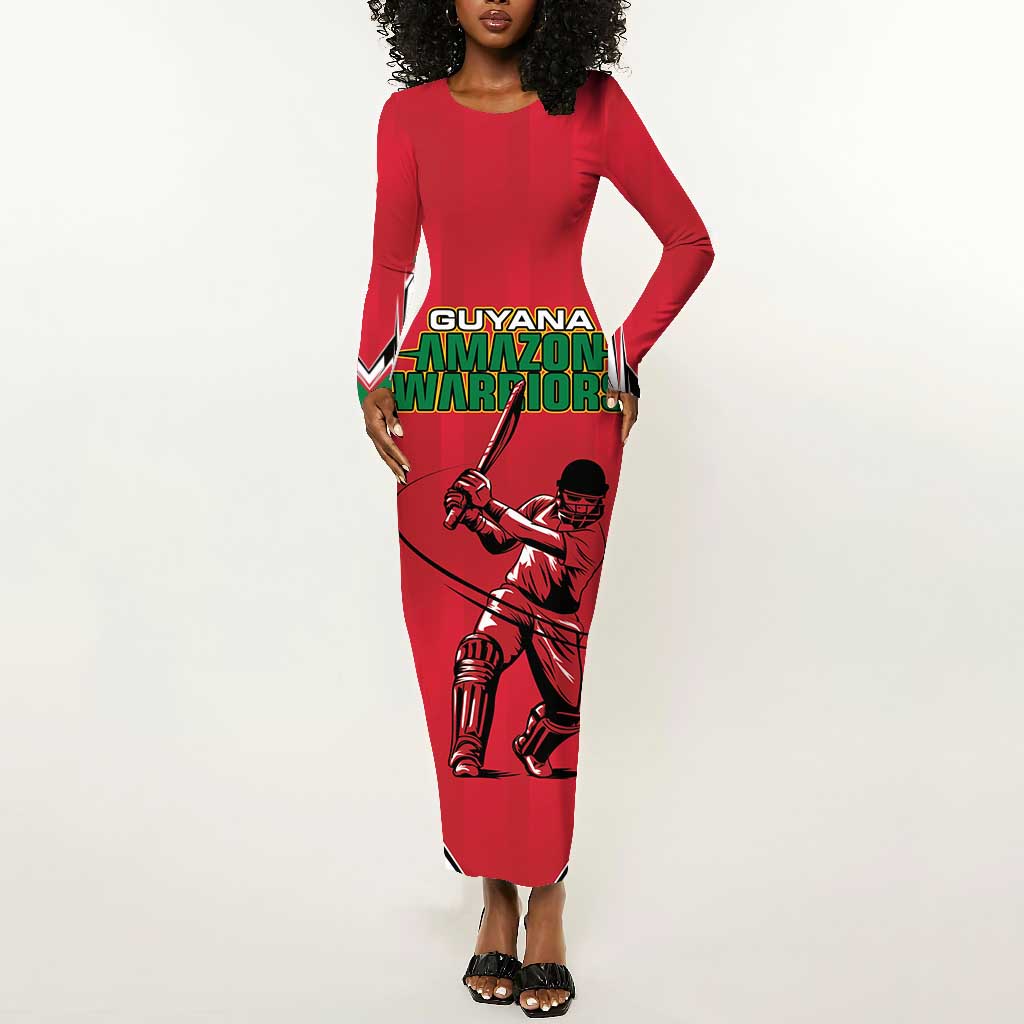 Guyana Cricket Amazon Warriors Custom Long Sleeve Bodycon Dress Go Champion - African Pride
