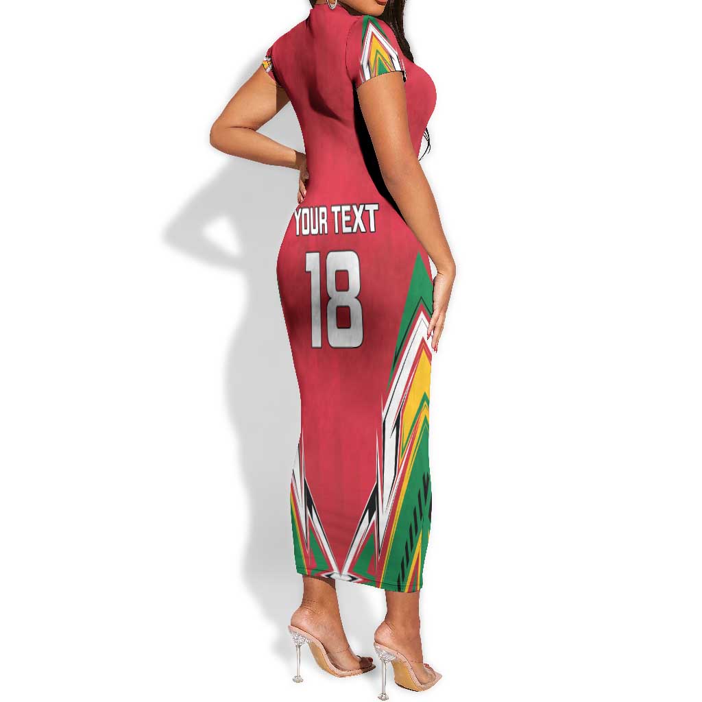 Guyana Cricket Amazon Warriors Custom Short Sleeve Bodycon Dress Go Champion - African Pride
