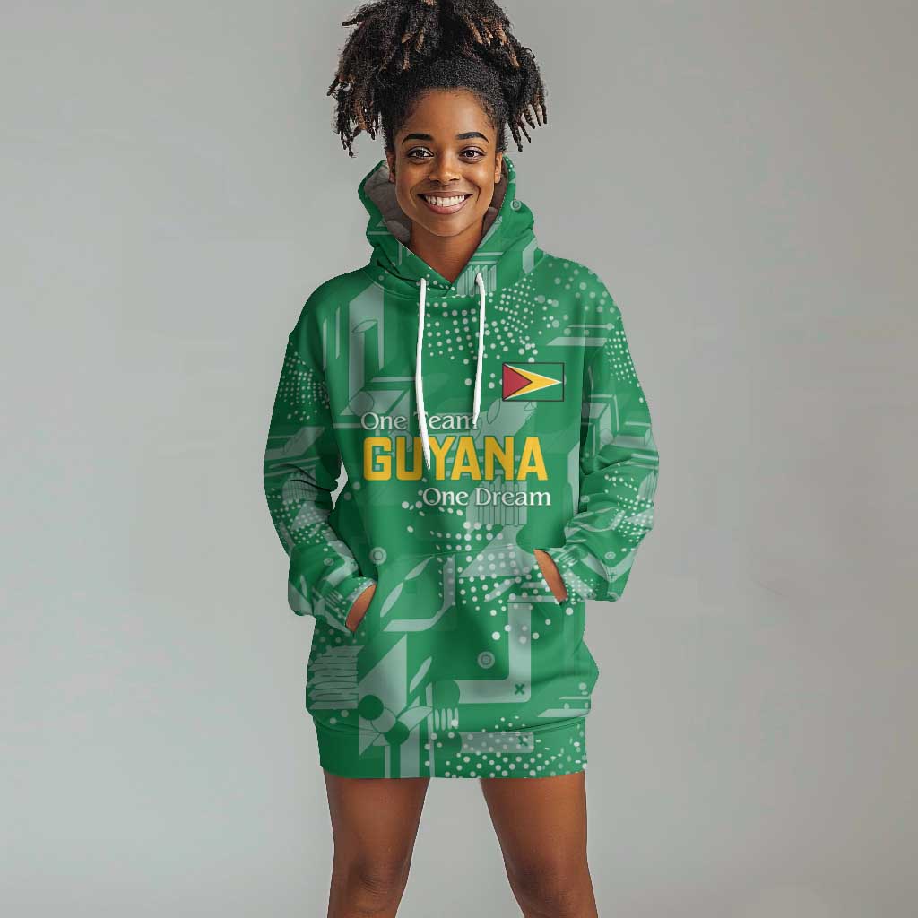 One Team One Game Guyana Football Custom Hoodie Dress Pride Of Guyana Green Version - African Pride