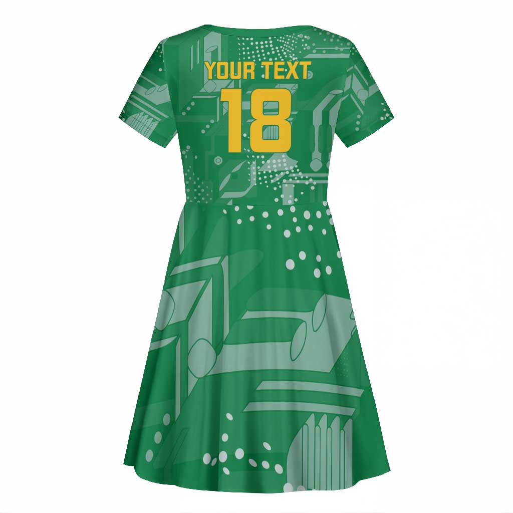 One Team One Game Guyana Football Custom Kid Short Sleeve Dress Pride Of Guyana Green Version - African Pride