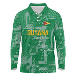 One Team One Game Guyana Football Custom Long Sleeve Polo Shirt Pride Of Guyana Green Version - African Pride