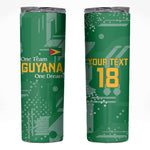 One Team One Game Guyana Football Custom Skinny Tumbler Pride Of Guyana Green Version - African Pride