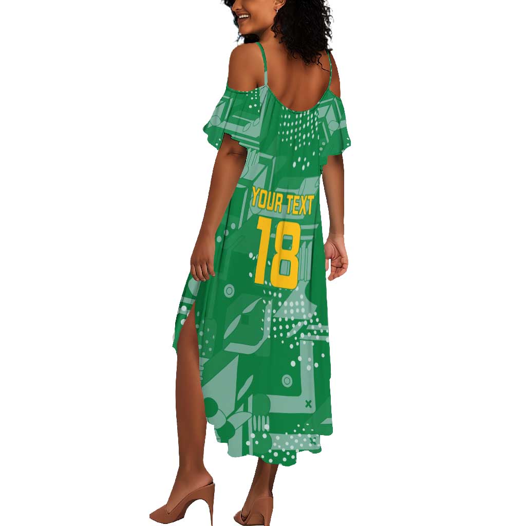 One Team One Game Guyana Football Custom Summer Maxi Dress Pride Of Guyana Green Version - African Pride