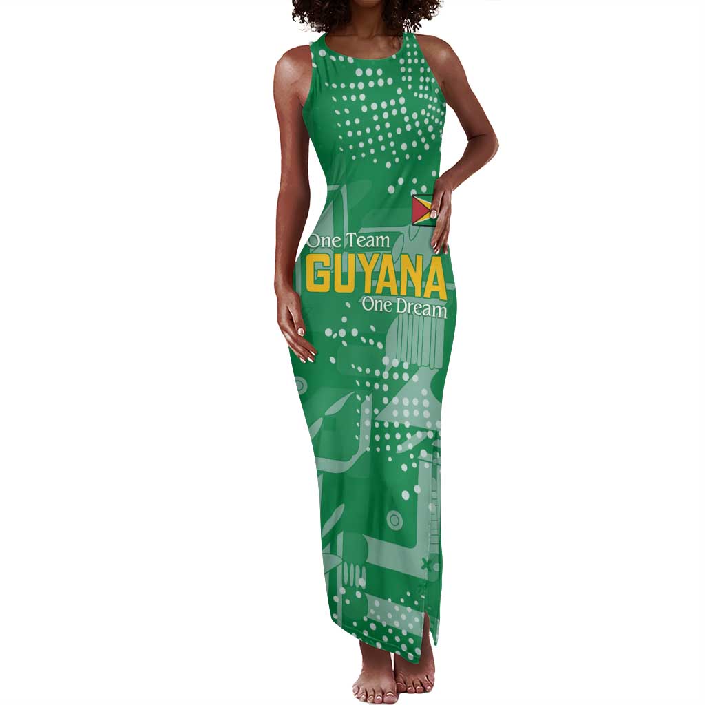One Team One Game Guyana Football Custom Tank Maxi Dress Pride Of Guyana Green Version - African Pride