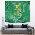 One Team One Game Guyana Football Custom Tapestry Pride Of Guyana Green Version - African Pride