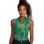One Team One Game Guyana Football Custom Women Sleeveless Polo Shirt Pride Of Guyana Green Version - African Pride