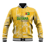 One Team One Game Guyana Football Custom Baseball Jacket Pride Of Guyana Green Version - African Pride