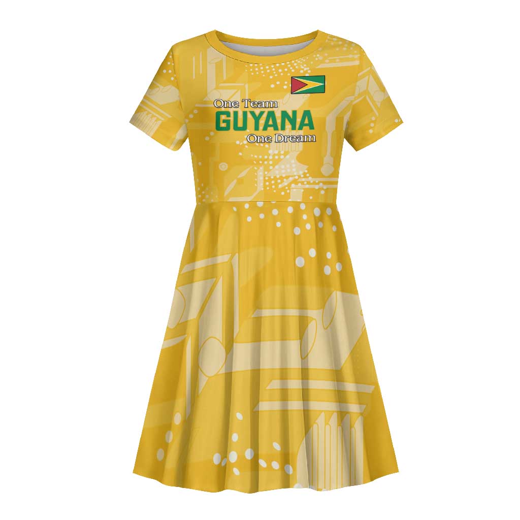 One Team One Game Guyana Football Custom Kid Short Sleeve Dress Pride Of Guyana Green Version - African Pride