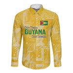 One Team One Game Guyana Football Custom Long Sleeve Button Shirt Pride Of Guyana Green Version - African Pride