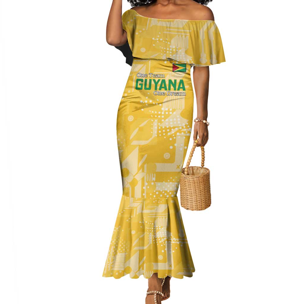 One Team One Game Guyana Football Custom Mermaid Dress Pride Of Guyana Green Version - African Pride