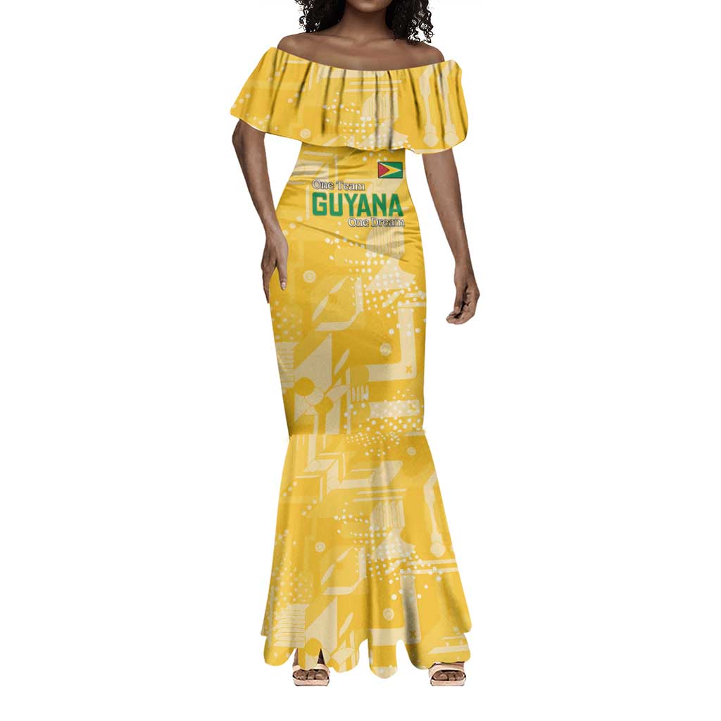 One Team One Game Guyana Football Custom Mermaid Dress Pride Of Guyana Green Version - African Pride