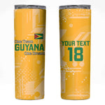 One Team One Game Guyana Football Custom Skinny Tumbler Pride Of Guyana Green Version - African Pride