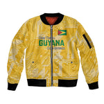 One Team One Game Guyana Football Custom Sleeve Zip Bomber Jacket Pride Of Guyana Green Version - African Pride