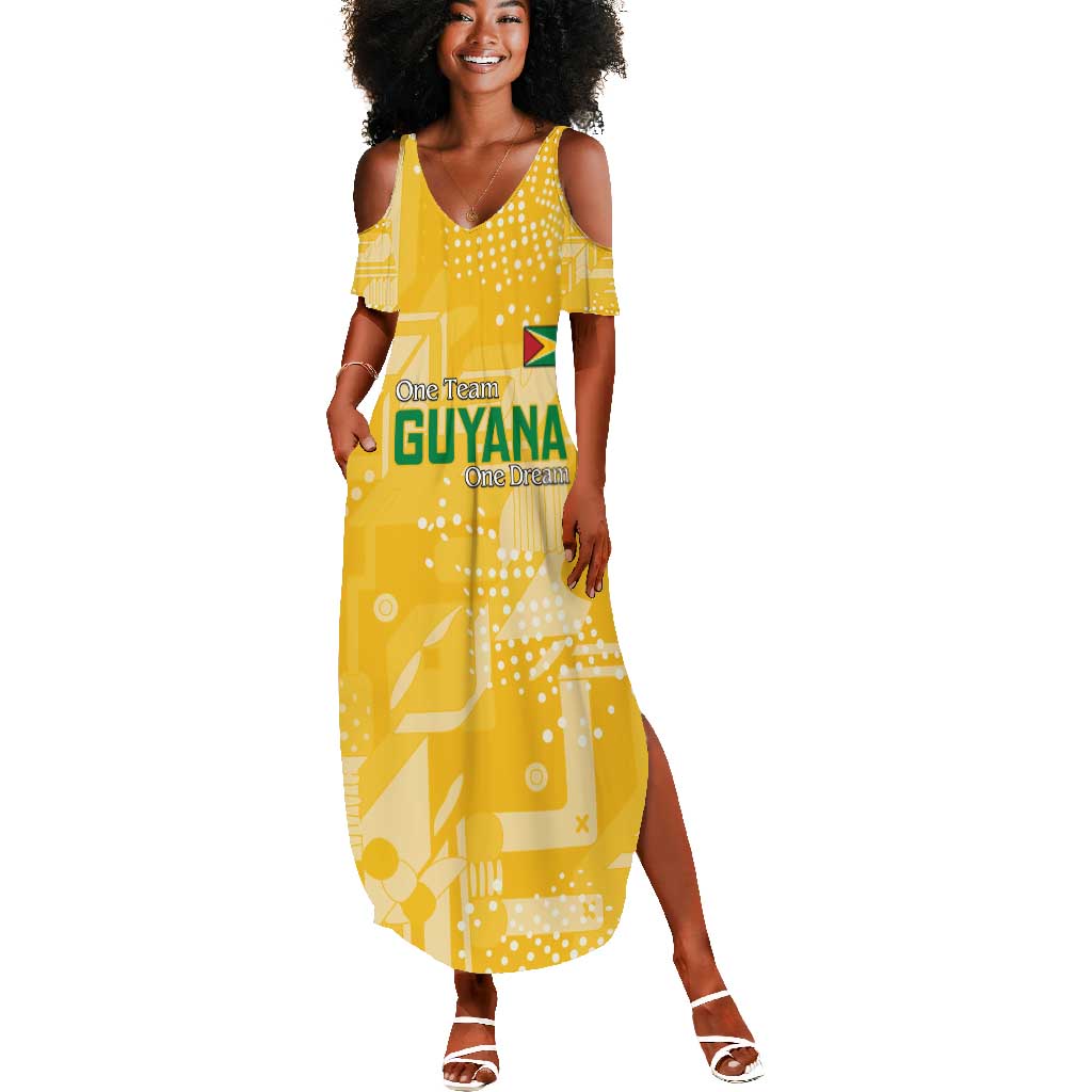 One Team One Game Guyana Football Custom Summer Maxi Dress Pride Of Guyana Green Version - African Pride