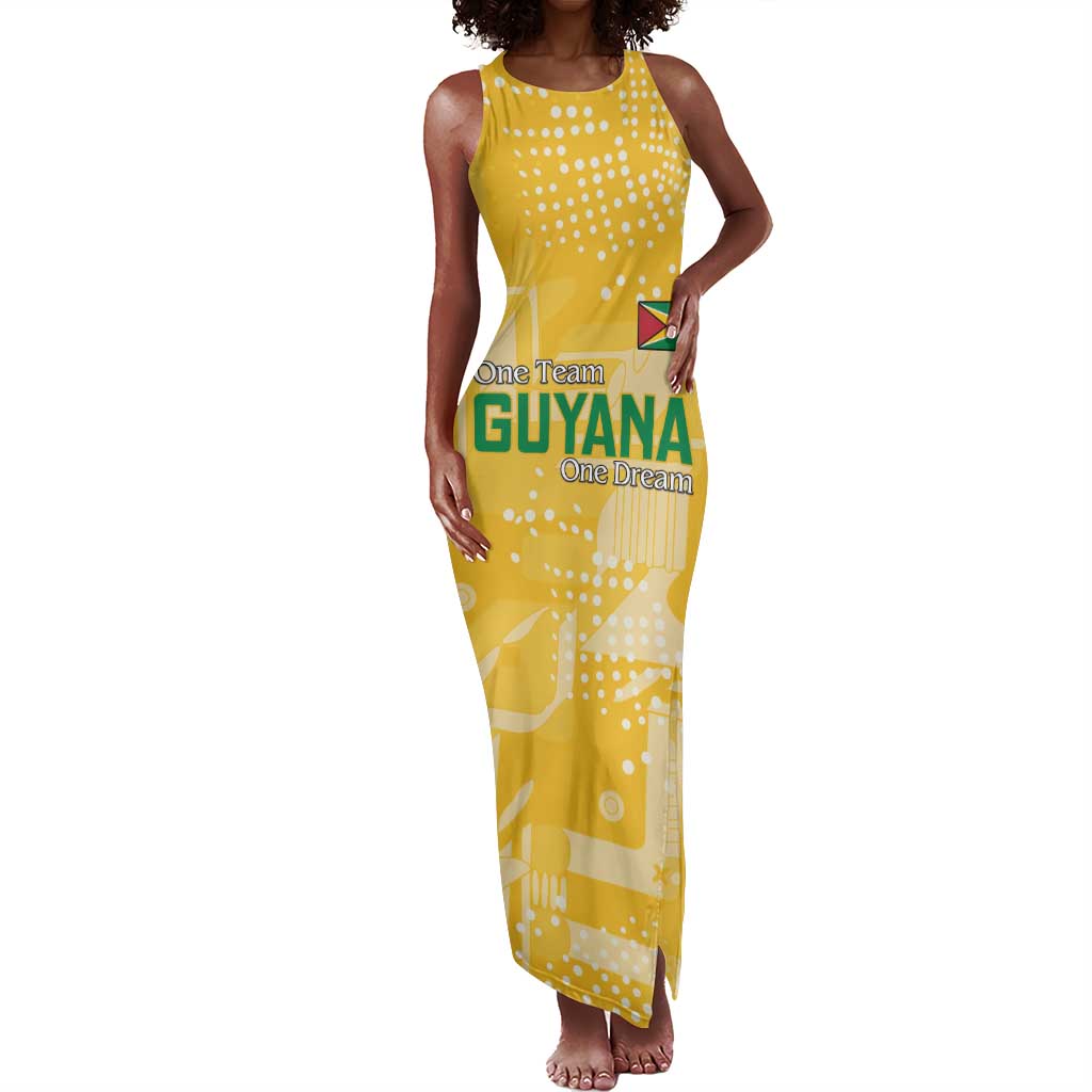 One Team One Game Guyana Football Custom Tank Maxi Dress Pride Of Guyana Green Version - African Pride