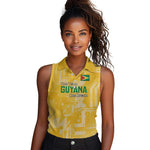 One Team One Game Guyana Football Custom Women Sleeveless Polo Shirt Pride Of Guyana Green Version - African Pride