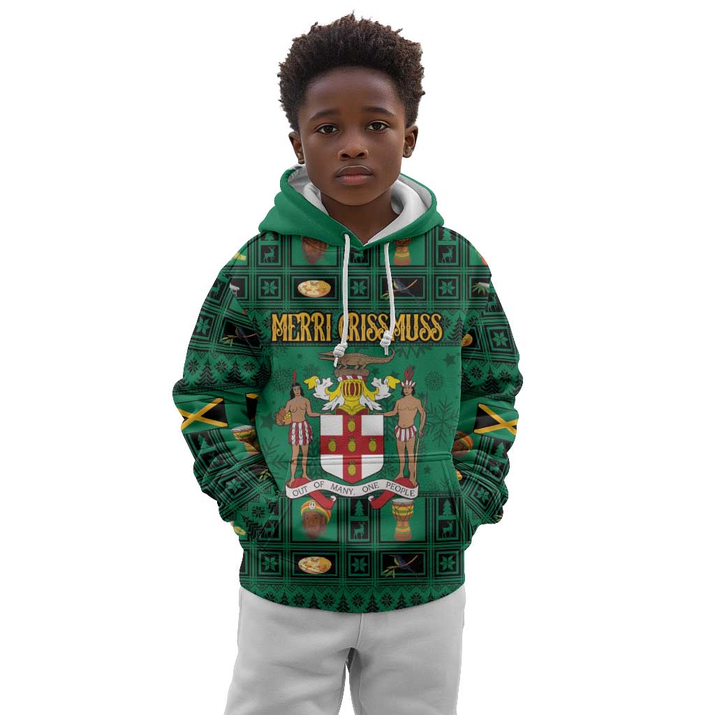 Personalized Afro-Jamaicans Merri Crissmuss Kid Hoodie Coat Of Arms - Xmas