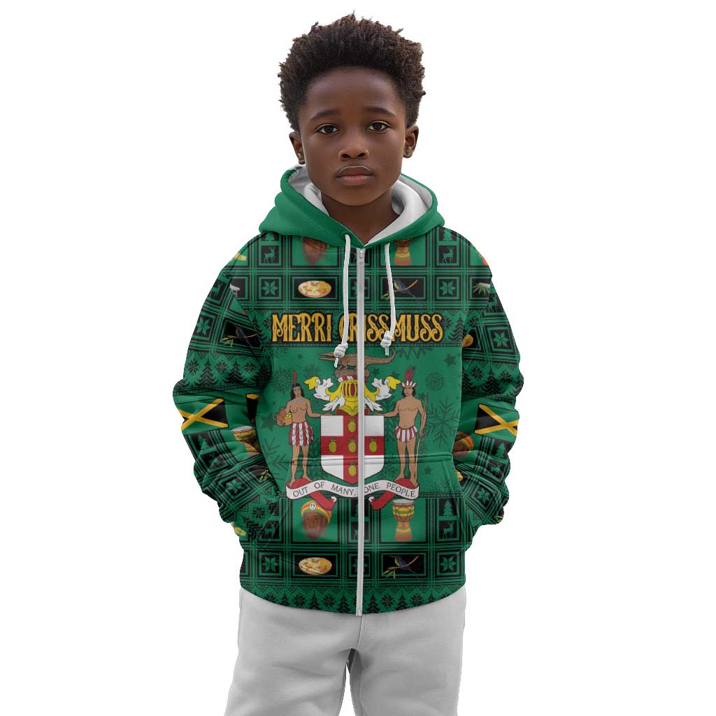Personalized Afro-Jamaicans Merri Crissmuss Kid Hoodie Coat Of Arms - Xmas