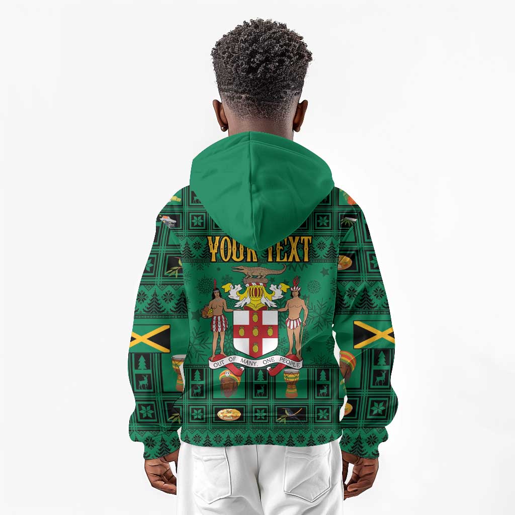 Personalized Afro-Jamaicans Merri Crissmuss Kid Hoodie Coat Of Arms - Xmas