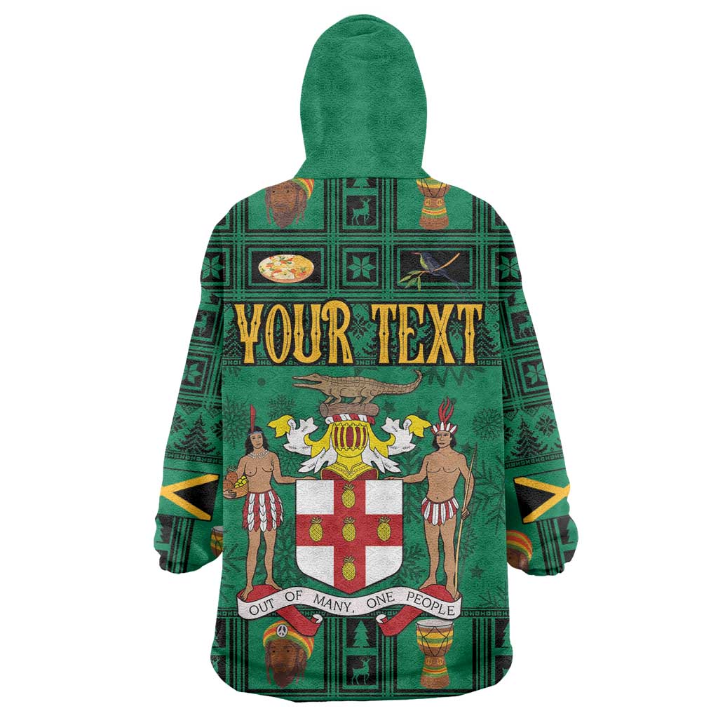 Personalized Afro-Jamaicans Merri Crissmuss Kid Wearable Blanket Hoodie Coat Of Arms - Xmas