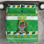 Personalized Afro Tanzania Christmas Bedding Set Heri ya Krismasi With Coat Of Arms