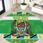 Personalized Afro Tanzania Christmas Round Carpet Heri ya Krismasi With Coat Of Arms