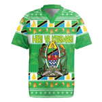 Personalized Afro Tanzania Christmas Rugby Jersey Heri ya Krismasi With Coat Of Arms