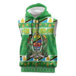 Personalized Afro Tanzania Christmas Sleeveless Zip Hoodie Heri ya Krismasi With Coat Of Arms - African Pride