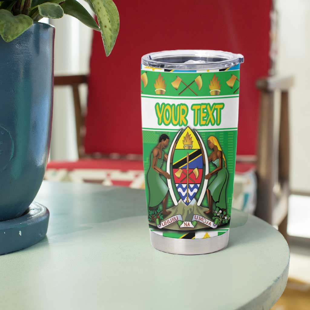 Personalized Afro Tanzania Christmas Tumbler Cup Heri ya Krismasi With Coat Of Arms