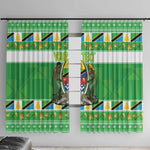Personalized Afro Tanzania Christmas Window Curtain Heri ya Krismasi With Coat Of Arms
