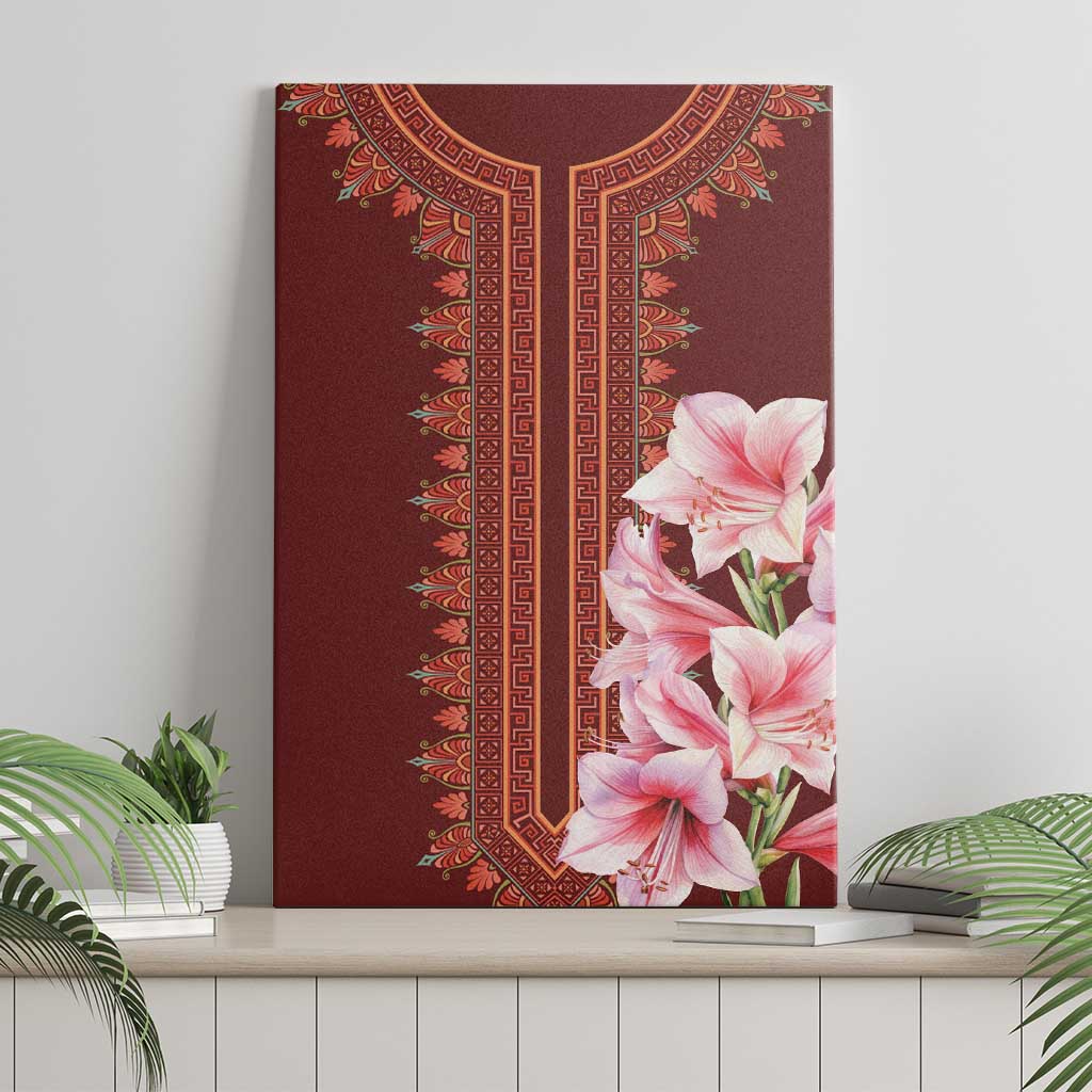 Africa Dashiki Canvas Wall Art With Belladonna Lily