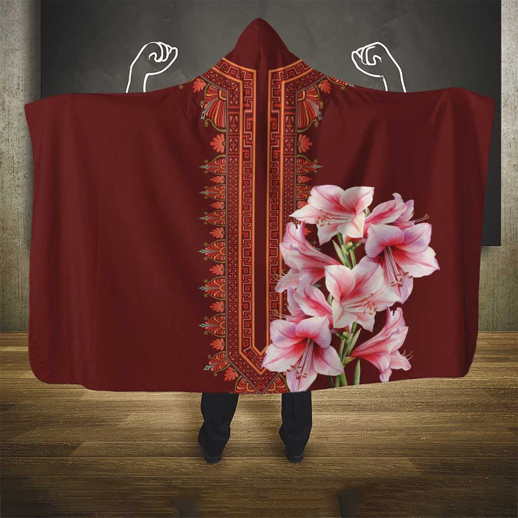 Africa Dashiki Hooded Blanket With Belladonna Lily