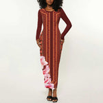 Africa Dashiki Long Sleeve Bodycon Dress With Belladonna Lily LT18