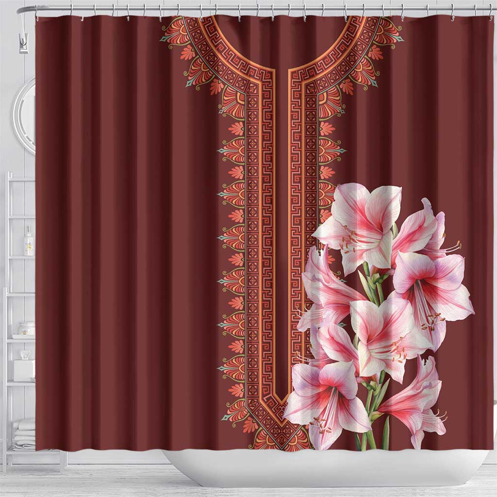 Africa Dashiki Shower Curtain With Belladonna Lily