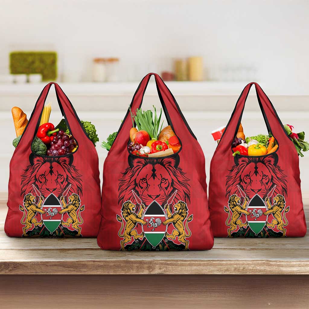 Kenya Grocery Bag Coat Of Arms With Kente Patterns