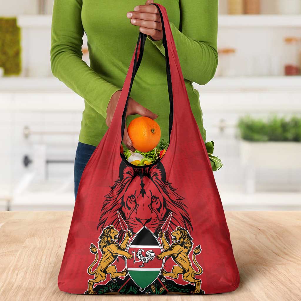 Kenya Grocery Bag Coat Of Arms With Kente Patterns