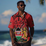 Kenya Hawaiian Shirt Coat Of Arms With Kente Patterns