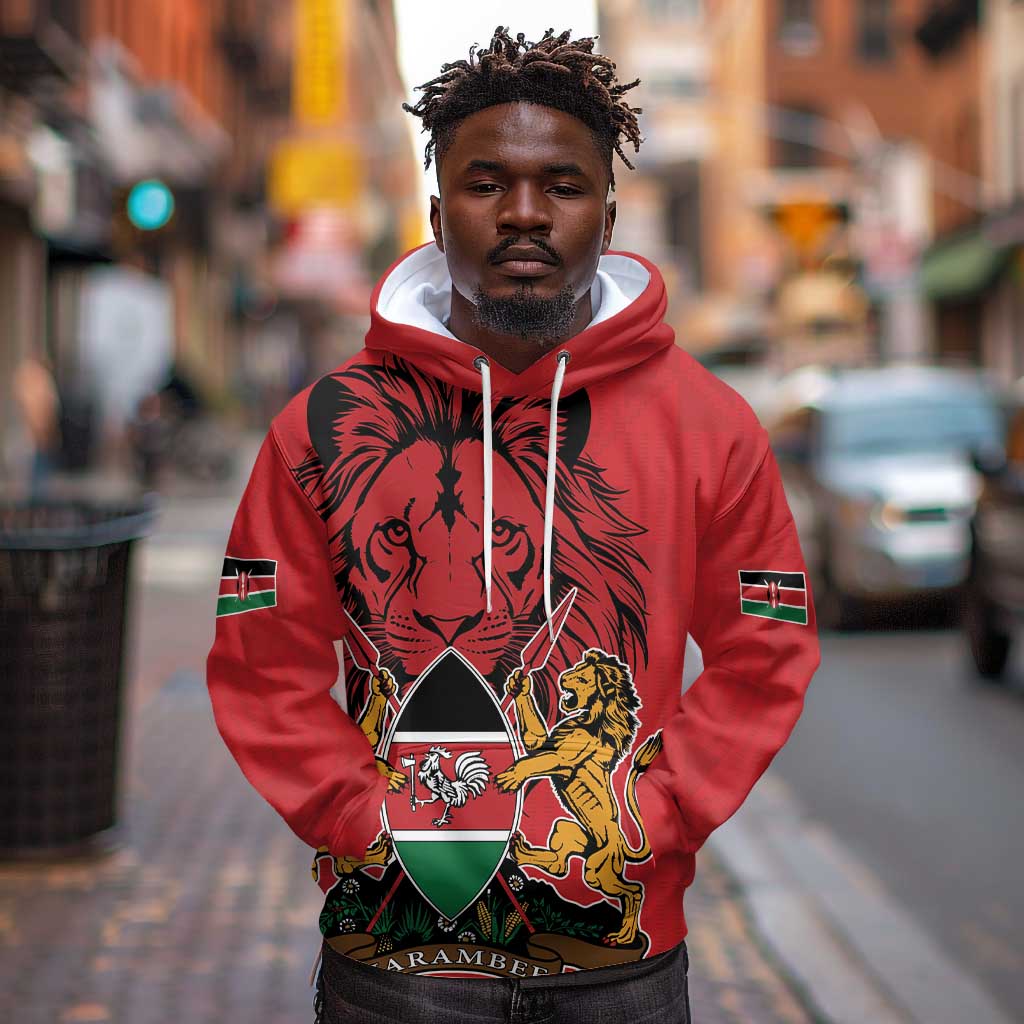 Kenya Hoodie Coat Of Arms With Kente Patterns