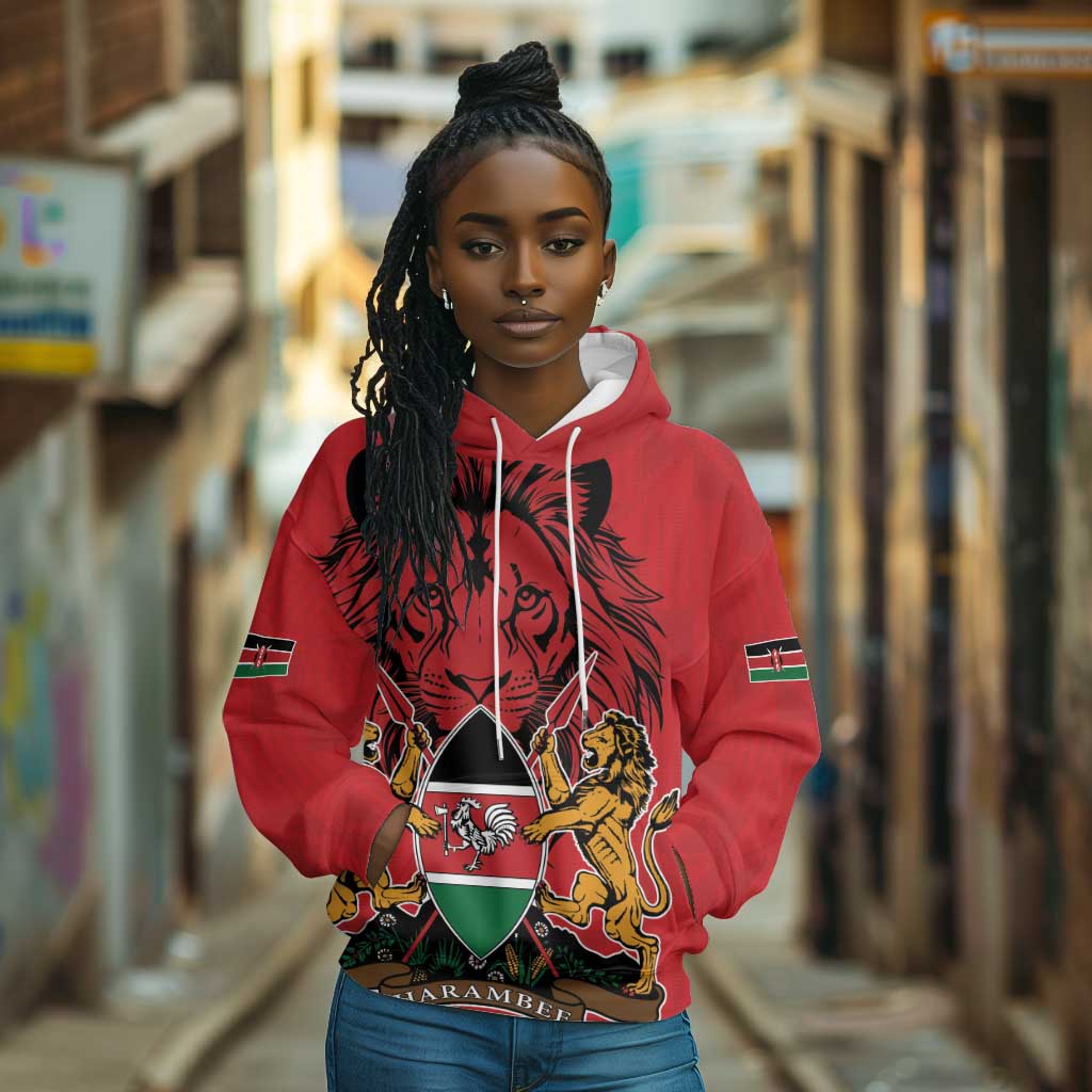 Kenya Hoodie Coat Of Arms With Kente Patterns