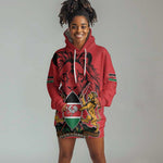 Kenya Hoodie Dress Coat Of Arms With Kente Patterns