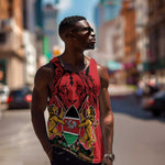 Kenya Men Tank Top Coat Of Arms With Kente Patterns