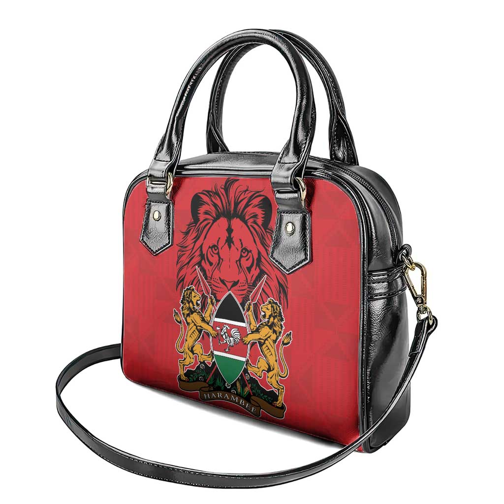Kenya Shoulder Handbag Coat Of Arms With Kente Patterns