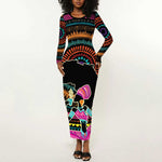 Personalized Africa Long Sleeve Bodycon Dress Beautiful Black Woman LT18